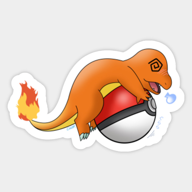 Charmander dizzy with pokeball